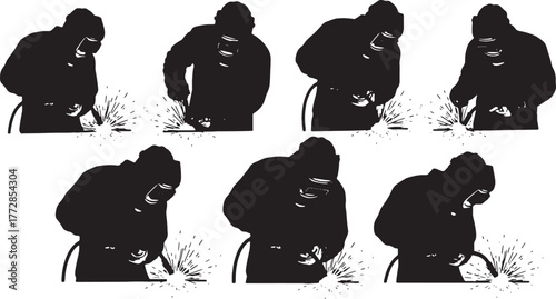 Welder with Torch and Mask Silhouette Collection