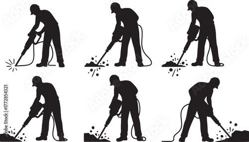 Jackhammer Operator Silhouette Collection