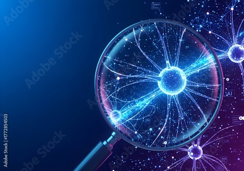 Wallpaper Mural Magnifying glass examining glowing spiral galaxy in deep space, symbolizing cosmic research, astronomy, and science exploration Torontodigital.ca