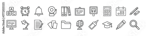 School education vector icon set back to school outline icons learning study teaching class design s style