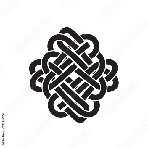 Intricate Circular Celtic Knot illustration vector silhouette with Flowing Lines for T-shirt Print and Graphic.