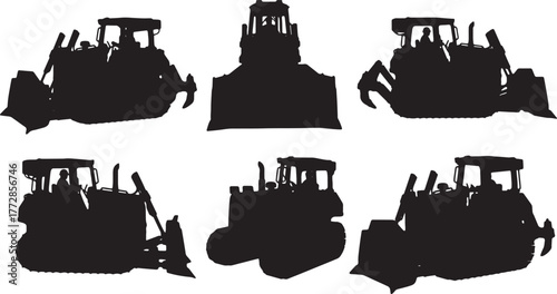 Bulldozer Operator Silhouette Collection
