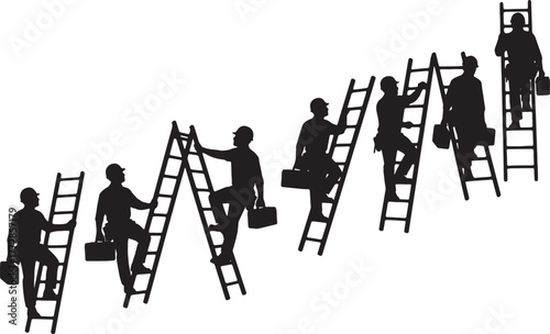 Worker Climbing Ladder Silhouette Pack