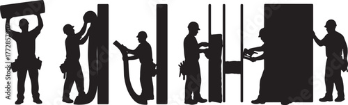 Insulation Installer Worker Silhouette Pack