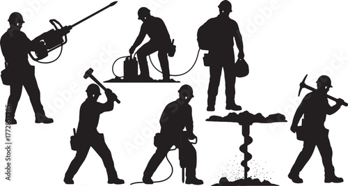 Rock Driller and Blaster Silhouette Set