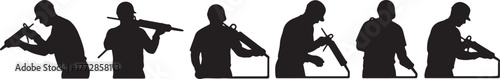 Worker with Caulk Gun Silhouette Set