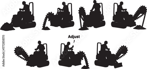 Trencher Operator Silhouette Set