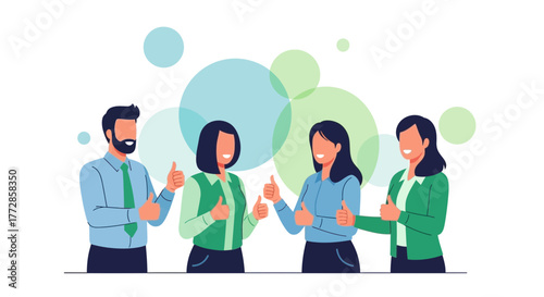 People Group Showing Positive Emotion Gestures Of Agreement And Support And Encouragement