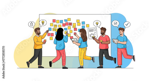 Team Collaboration Showcasing Agile Concepts and Innovative Problem-Solving Strategies