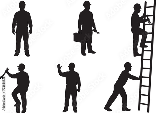 Profile of Worker in Hard Hat Silhouette Pack