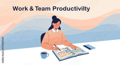 Woman Focused On Workflow Planning And Productivity In The Workplace Setting