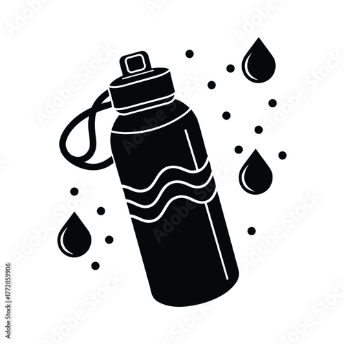 Water Bottle Vector Illustration for Hydration and Health, Water Drop Health and Wellness Abstract Vector, Flat Design Vector of Water Droplet and Glass