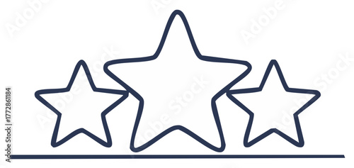 Three simple outlined stars with a dark line beneath them representing excellence or awards