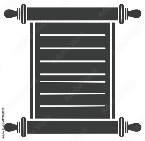 Ancient scroll icon with lines of text a vintage document manuscript or law symbol