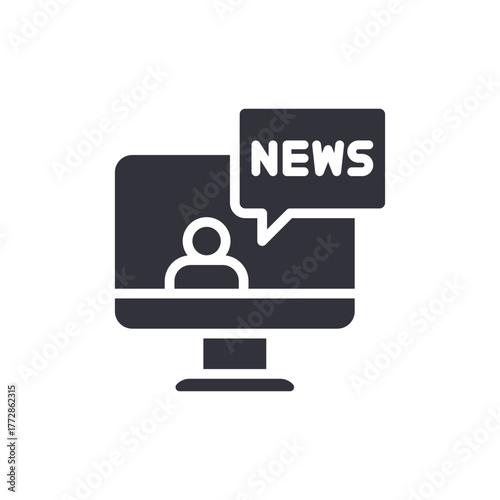 Online News Broadcast Icon On Computer Screen Vector Design