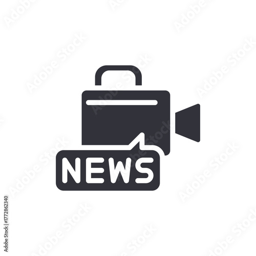 Video Camera With News Announcement Icon Presentation