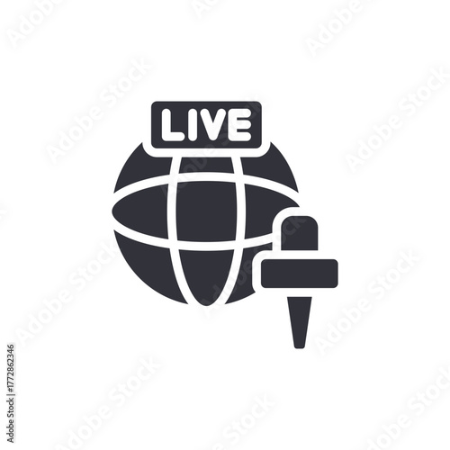World Live Broadcasting Global News Stream Icon