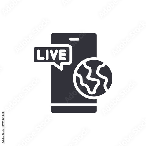 Live Stream On Phone Global Network Communication Icon