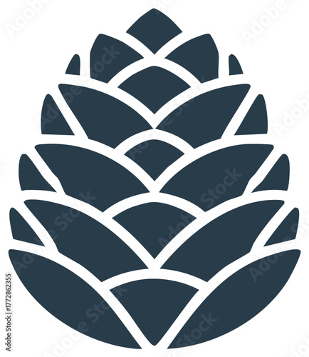 Stylized geometric pinecone icon representing nature, forest, and autumn themes