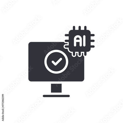 Verified Ai Computer Concept Flat Design Digital Icon