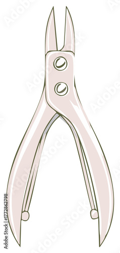 Vector illustration of a professional cuticle nipper for manicure and nail care