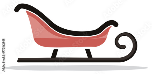 Classic red and black sleigh isolated on white background for winter holidays