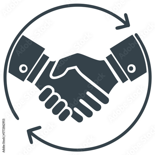 Partnership Agreement Renewal Handshake Circle Arrows Business Deal Concepts