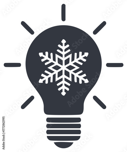 Snowflake Inside Light Bulb Symbol Represents Cold Idea or Winter Innovation