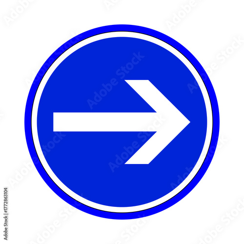 Blue circular traffic sign with a white arrow pointing right isolated on transparent background Free Download Blue circular traffic sign with a white arrow pointing right isolated on transparent background - GFXLoad