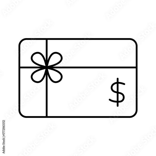 Gift card outline icon. Can be used for any platform action promotion and advertising mockup. Isolated symbol sign used for: mobile, app, design, web, dev, ui, ux, gui. EPS 10. For your project.
