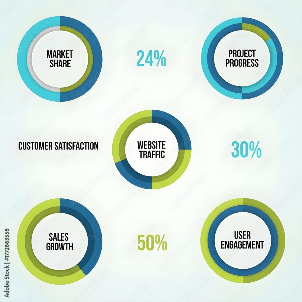 Naklejka premium Circular Data Widget Infographic Set