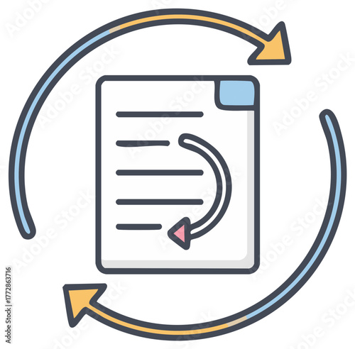 Document Revision with Circular Arrows Depicting Loop Process for Project Management