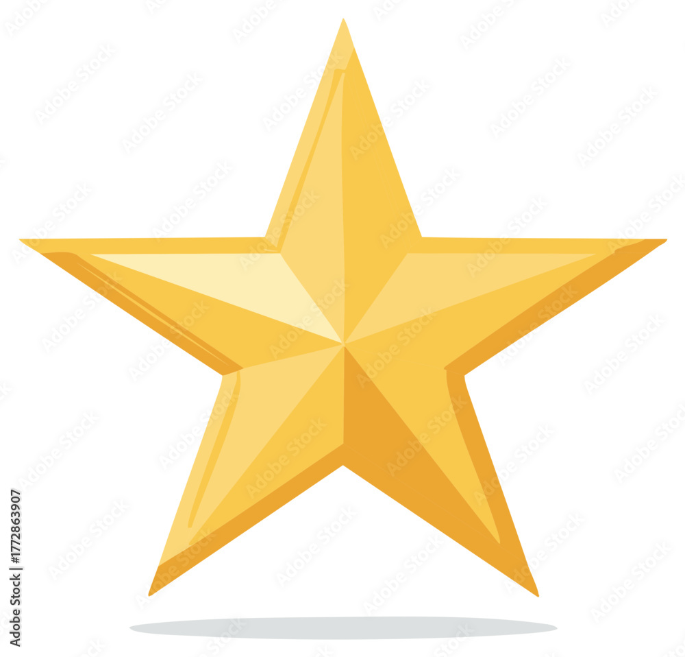 Obraz premium Golden Five Pointed Star Shiny Realistic Isolated Object