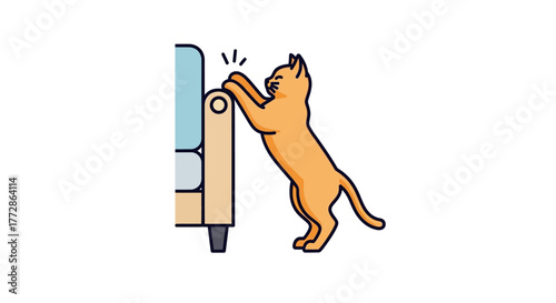 Cat Scratching Furniture A Common Feline Behavior Illustration