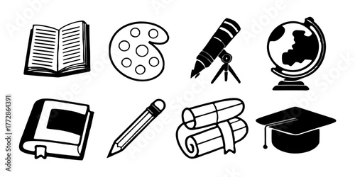 Collection of 10 Pastel Flat Education Icons (Background Removed)