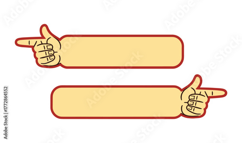 Two pointing finger hands with yellow speech bubbles Vector illustration