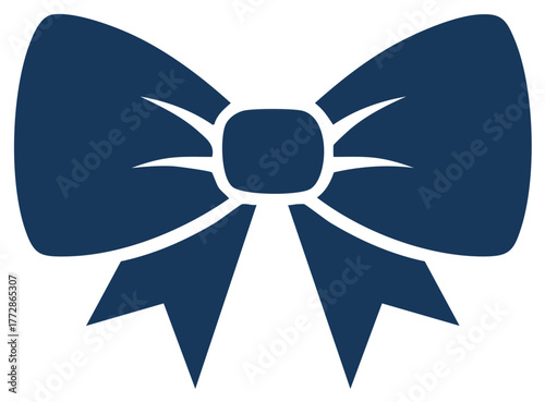 Simple deep blue bow tie graphic element perfect for festive decorations and formal events