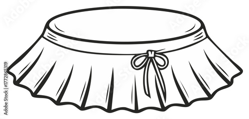 Outline of a girl's ballet skirt with bow. Fashion design element.