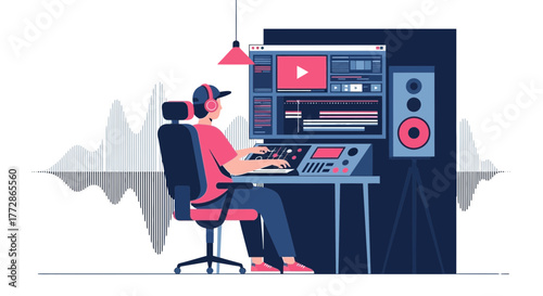 Audio Visual Creator Editing Media With Modern Technology For Video Production Workflow