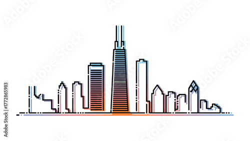 Urban Silhouette: An abstract representation of a sprawling city skyline, defined by sharp lines and a harmonious blend of colors, capturing the dynamic essence of urban life.