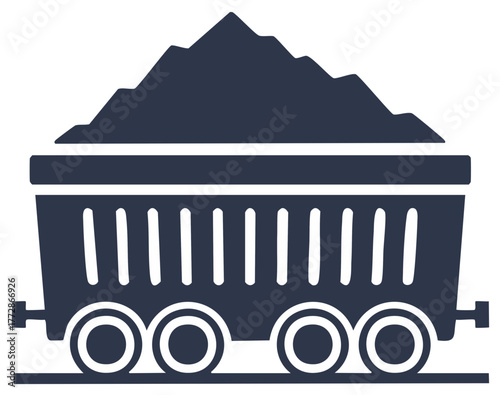 Minecart Filled with Ore or Coal Material Industrial Mining Concept