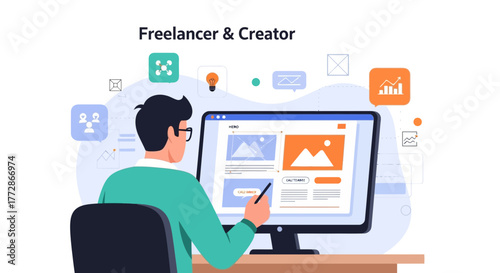 Creative Professional Working On Computer To Design And Implement Digital Solutions