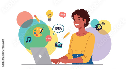 Creative Professional Working On Design Ideas, Inspiring Innovation And Visual Communication