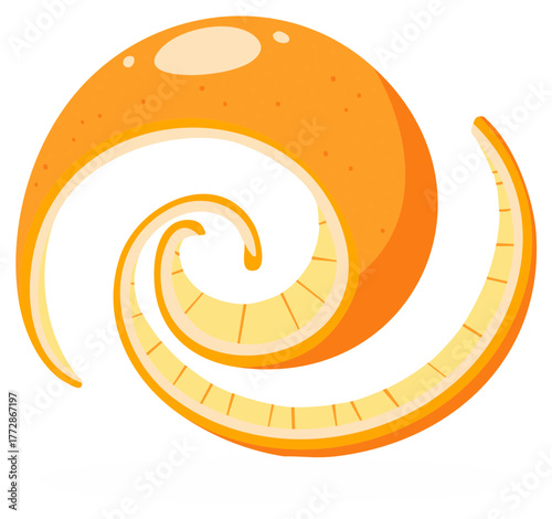 Stylized Orange Peel Spiral and Citrus Texture Swirl