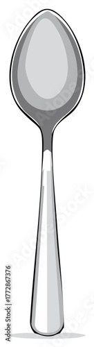 Shiny Silver Spoon Illustration Cutlery Utensil Isolated Vector Design