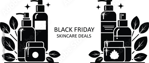 Black Friday skincare savings are here with these luxurious beauty products at unbelievable prices now black and white vector illustration style