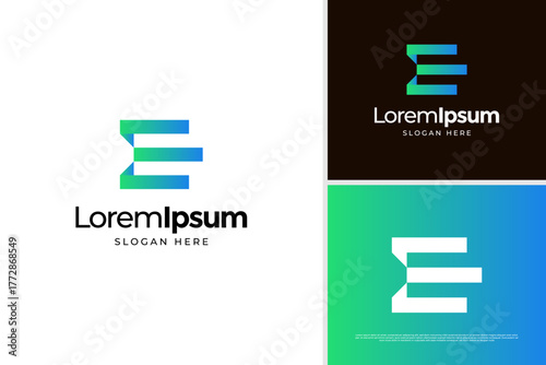 Abstract letter E architecture icon logo design template