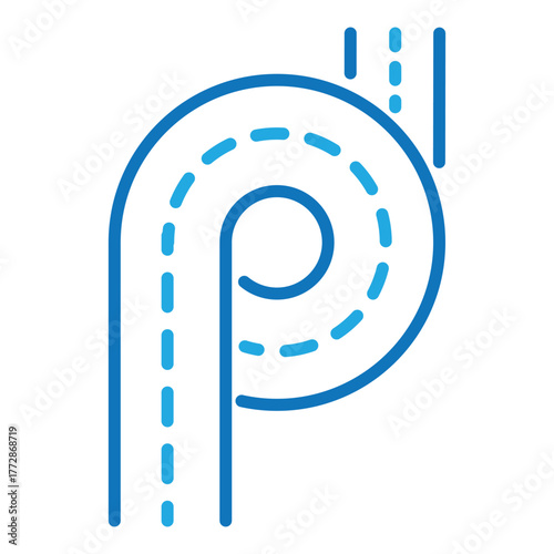 Road overpass icon, blue road overpass flat trendy style icon vector isolated on white background.