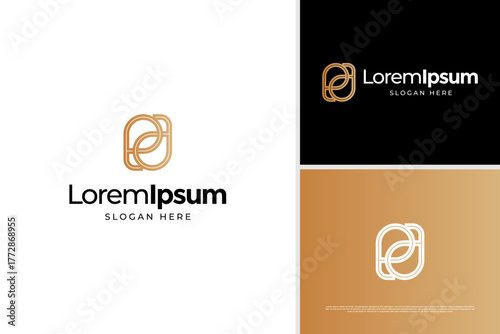 Minimalist letter P D or PD icon logo design template
