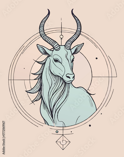 capricorn horoscope zodiac sign vector illustration